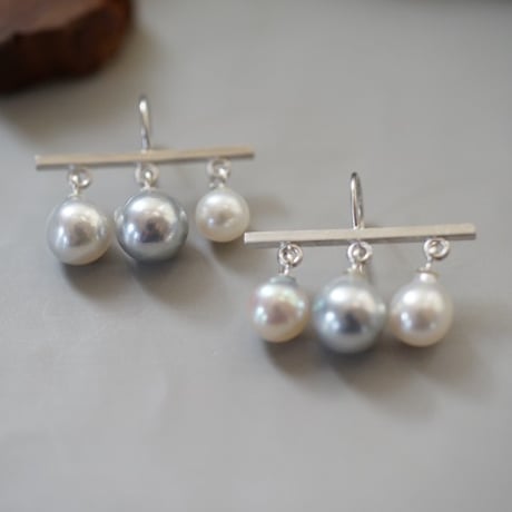 【seasons】パールのかけらピアス⑤（light gray）