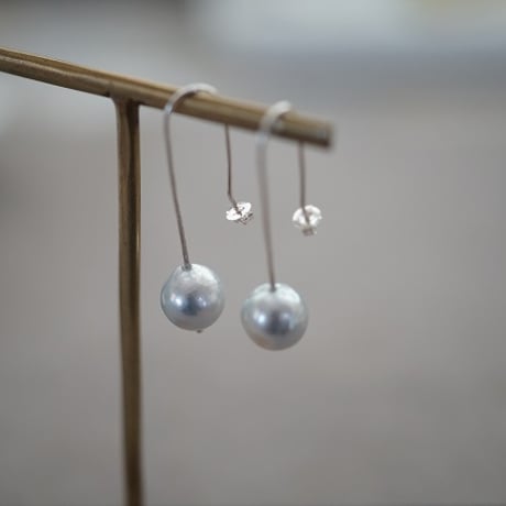 【drop】silver925 あこやグレーパールフックピアス 2