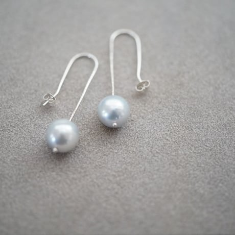【drop】silver925 あこやグレーパールフックピアス 2