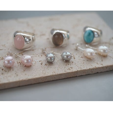 (再)【drop】 ホワイト淡水ドットピアス