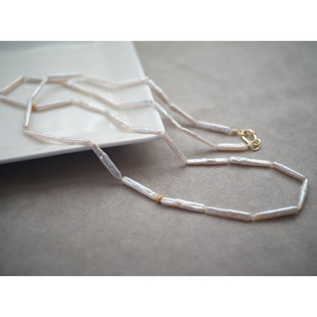 【drop】18kgp スティックパールロングネックレス