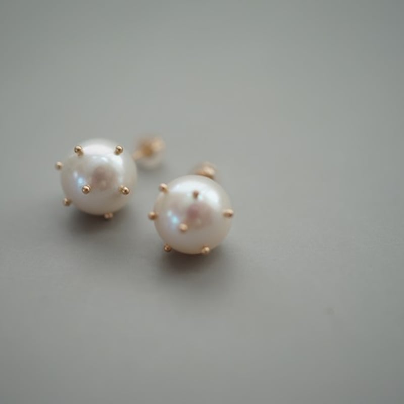 drop】 ホワイトパール10Kドットピアス | U for you