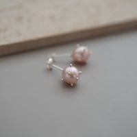 (再）【drop】 ペールピンク淡水ドットピアス ２