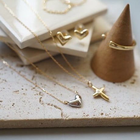 【charm】18K×PT  small heart necklace