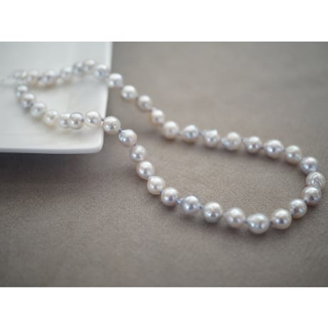 【drop】silver925 あこやグレーパールネックレス (lavender)