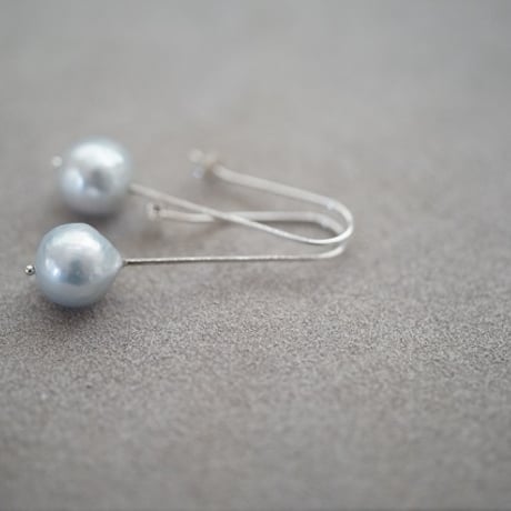 【drop】silver925 あこやグレーパールフックピアス 2