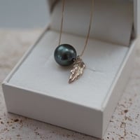 【seasons】１０K黒蝶貝リーフネックレス