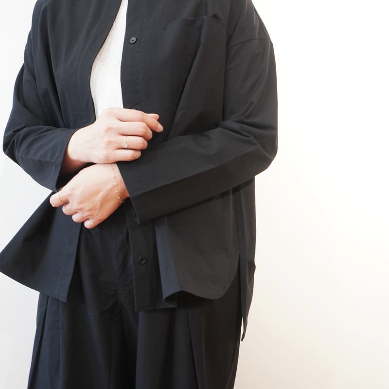 evam eva ノーカラーシャツ evameva (エヴァムエヴァ) cotton no collar shirt / コットン