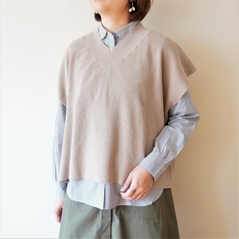 evam eva ニットベスト evam eva／畦編み Vネックベスト | Beignets Online