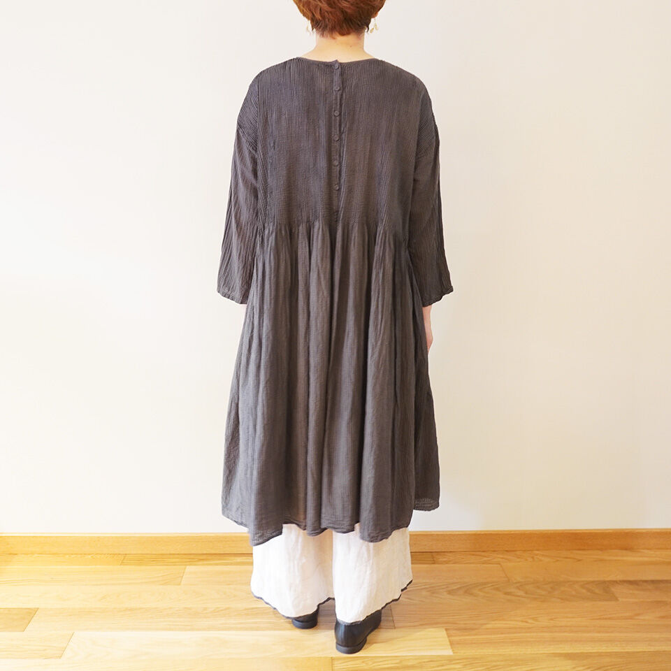 【未使用に近い】♡maison de soil ピンタックワンピース♡ maison de soil／ミニチェックピンタックワンピース（ダークグレー