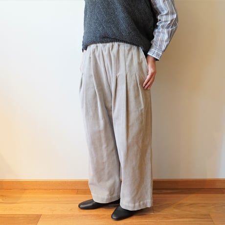 STAMP AND DIARY／コットンコーデュロイ　ウエストタックワイドパンツ