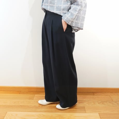 STAMP AND DIARY／コットンリヨセルナチュラルストレッチワッシャーワンタックワイドパンツ