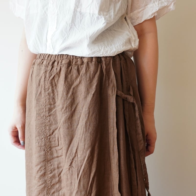 ARMEN／リネンラップキュロット （ブラウン） | Beignets Online