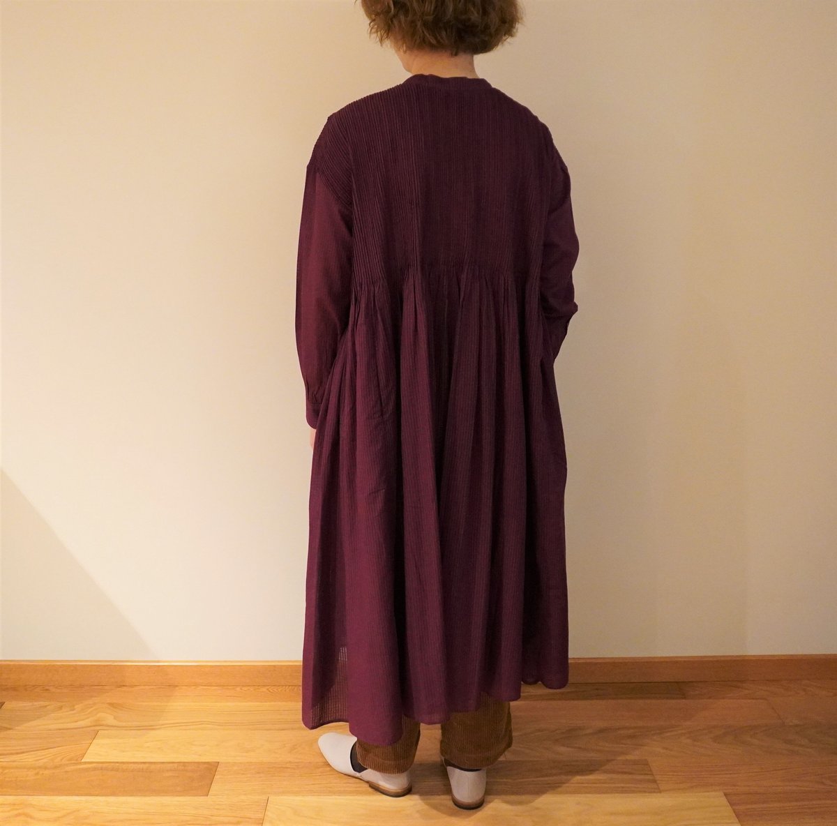 maison de soil／コットンボイルチェック ピンタックワンピース  