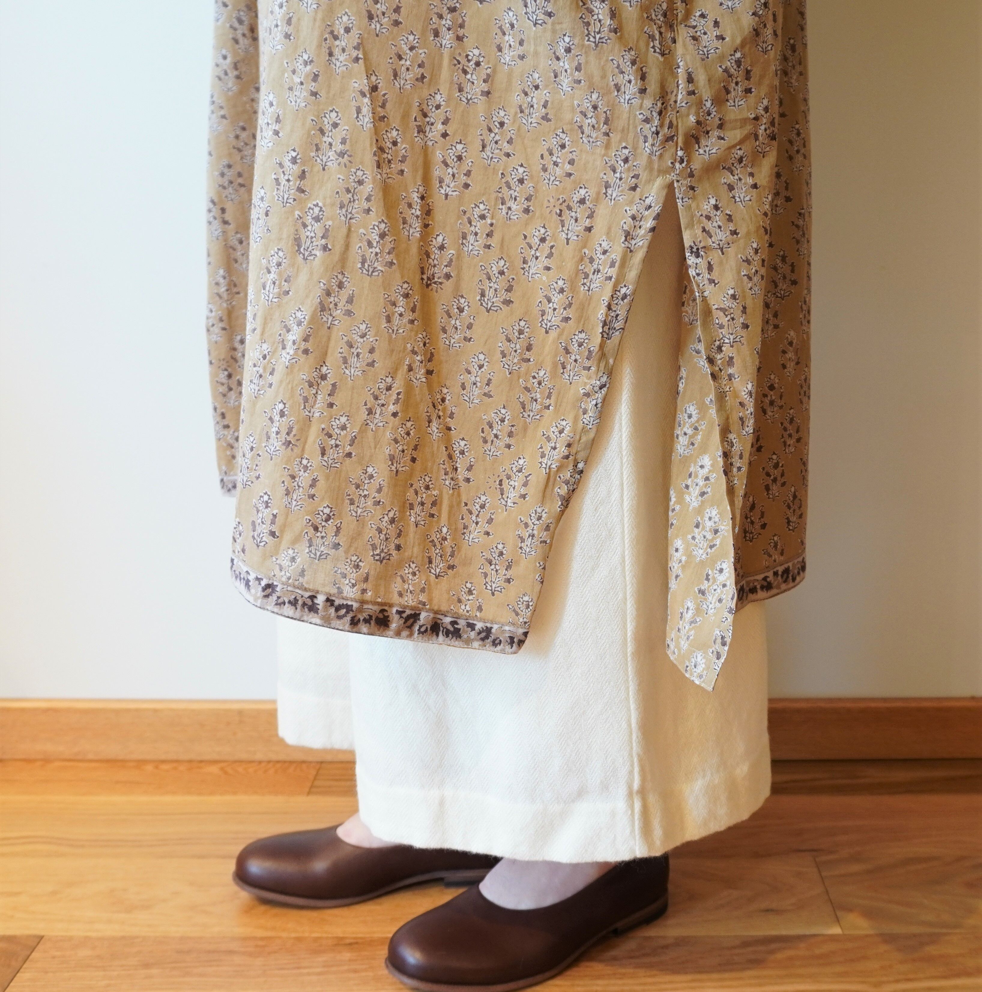 maison de soil木版ハンドプリントロングフレアパンツ original