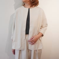 evam eva／コットン　ノーカラーシャツ