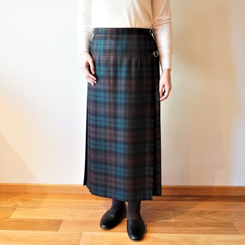 O'NEIL OF DUBLIN／3ベルトウールキルト巻スカート【83cm丈