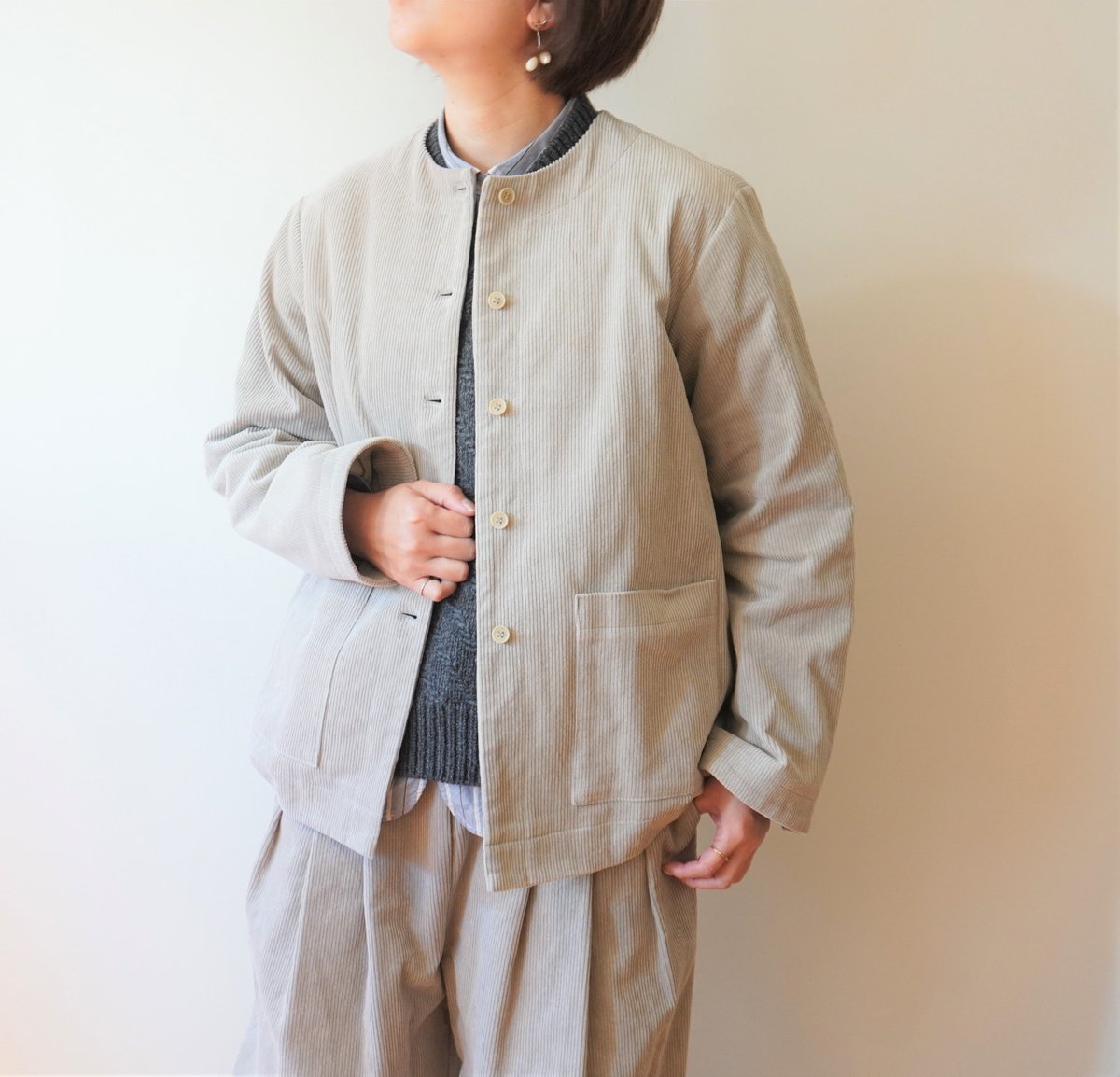 THIRD MAGAZINE✨コーデュロイジャケット ノーカラー ジャケット クーポン】【セール 24%OFF】【PRIMALOFT / プリマロフト