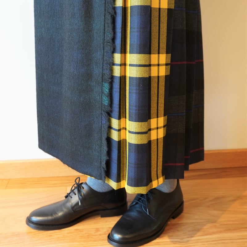 O'NEIL OF DUBLIN／起毛ウールパッチワークイージーキルトスカート