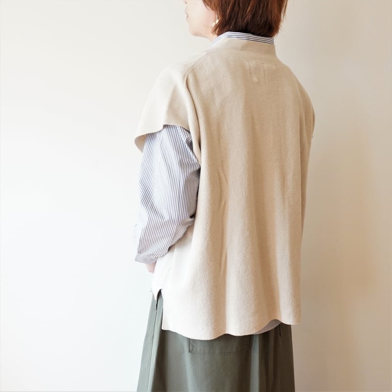 evam eva Vネック リネンウール　ニット　ベスト evam eva／畦編み Vネックベスト | Beignets Online
