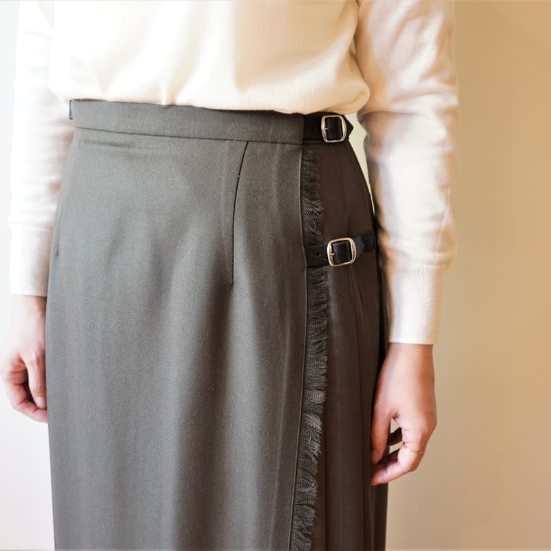 O'NEIL OF DUBLIN／3ベルトウールキルト巻スカート【83cm丈