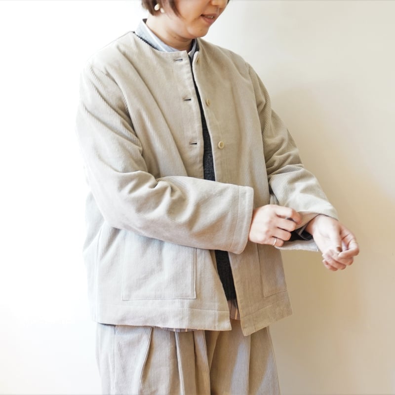 STAMP AND DIARY／コットンコーデュロイ ノーカラージャケット
