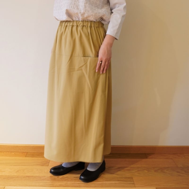 STAMP AND DIARY／コットンギャバジン ポケットギャザースカート