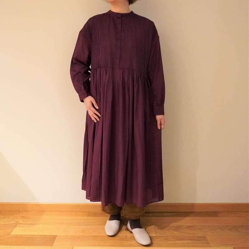 maison de soil／コットンボイルチェック ピンタックワンピース