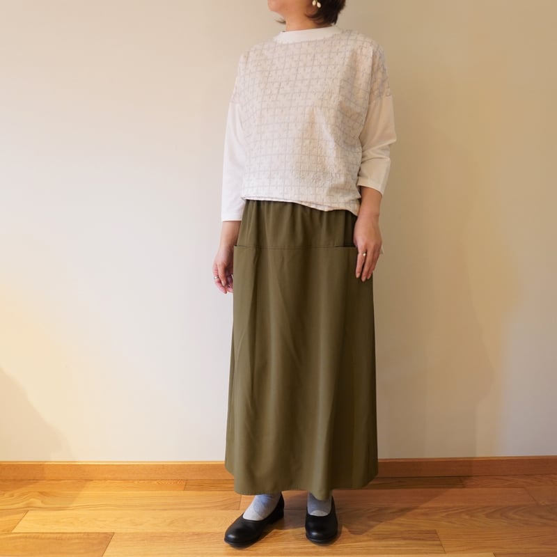 STAMP AND DIARY／コットンギャバジン ポケットギャザースカート