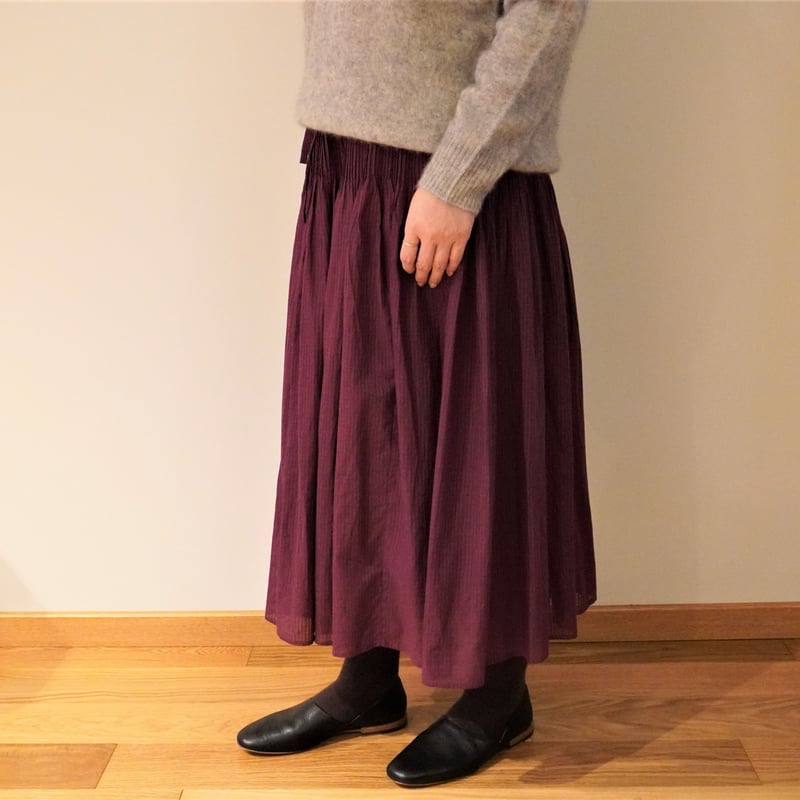 maison de soil／コットンボイルチェック ピンタックフレアースカート