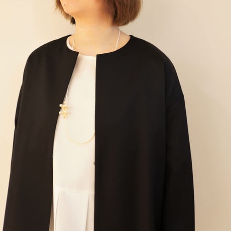 utilité／ウールギャバストレッチ　クルーネックジャケット