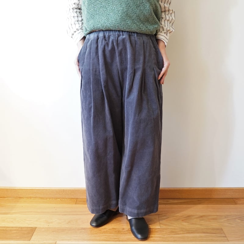 STAMP AND DIARY／コットンコーデュロイ ウエストタックワイドパンツ