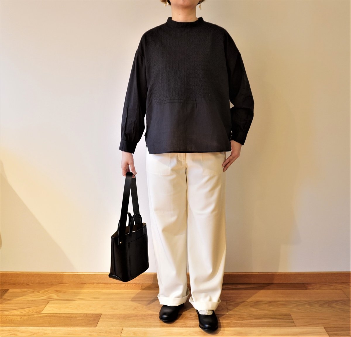 citrus　maisondesoil　バックオープンスタンドカラーシャツ maison de soil／エンブロイダリー バックボタンスタンドカラーシャツ
