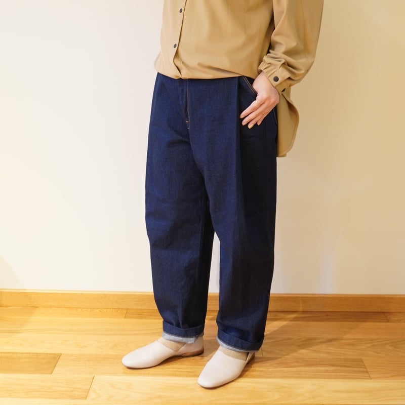 lelill／タック ワイドストレート デニムパンツ | Beignets Online