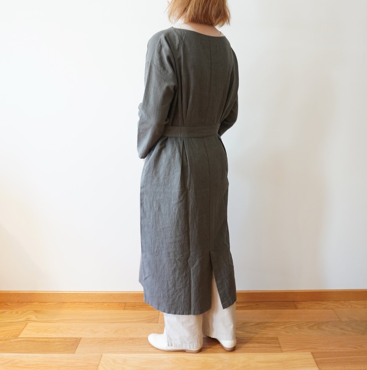 evam eva ウォーターリネンワンピース　グレージュ レディース evam eva ウォーターリネンワンピース グレージュ