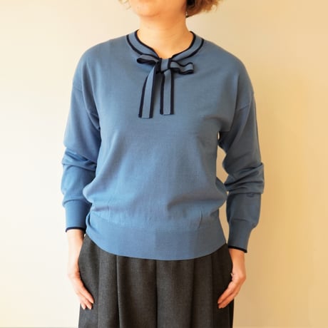 LA　MARINE　FRANCAISE／ボウタイ付きニットプルオーバー〈秋のruban de marine〉