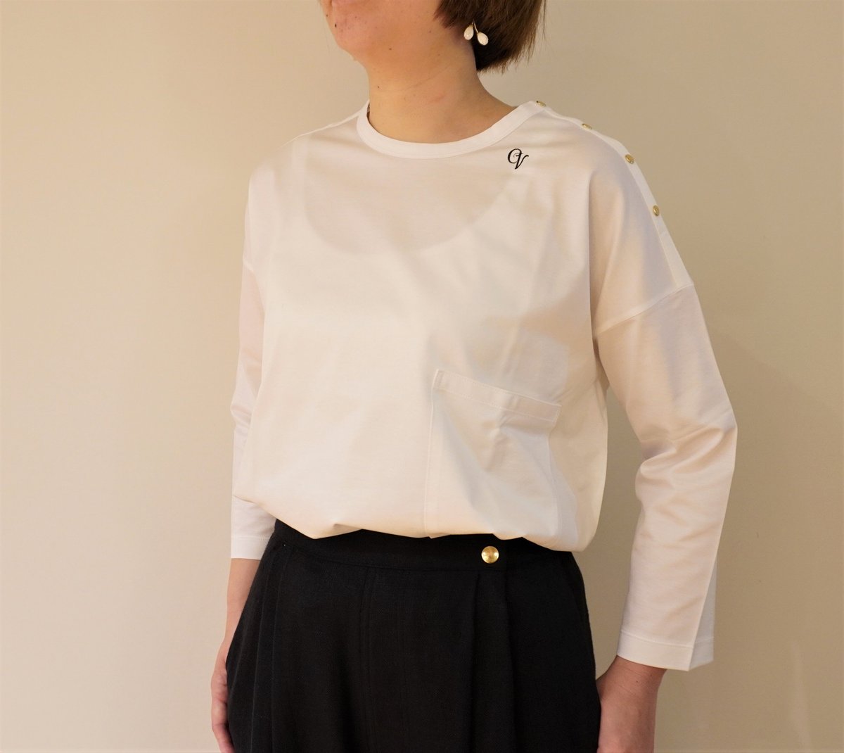 CHEVAL Plus／肩ボタンカットソー【マリニエールのプルオーバー