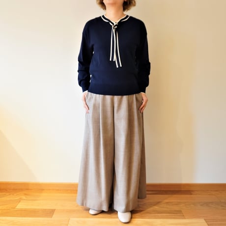 LA　MARINE　FRANCAISE／ボウタイ付きニットプルオーバー〈秋のruban de marine〉