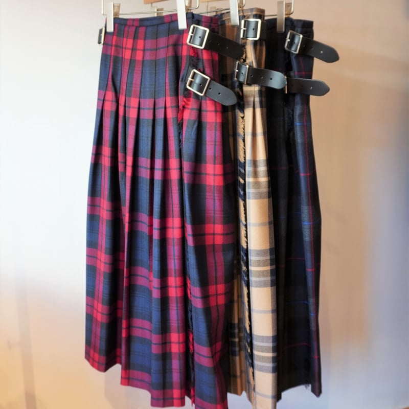 O'NEIL OF DUBLIN／3ベルトウール ローウエスト 巻スカート【80cm丈