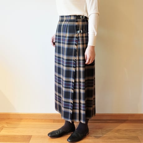 O'NEIL OF DUBLIN／3ベルトウールキルト巻スカート【83cm丈】
