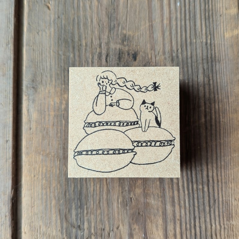 ラバースタンプ マカロンと女の子 | はんこと紙もの雑貨cotori cotori