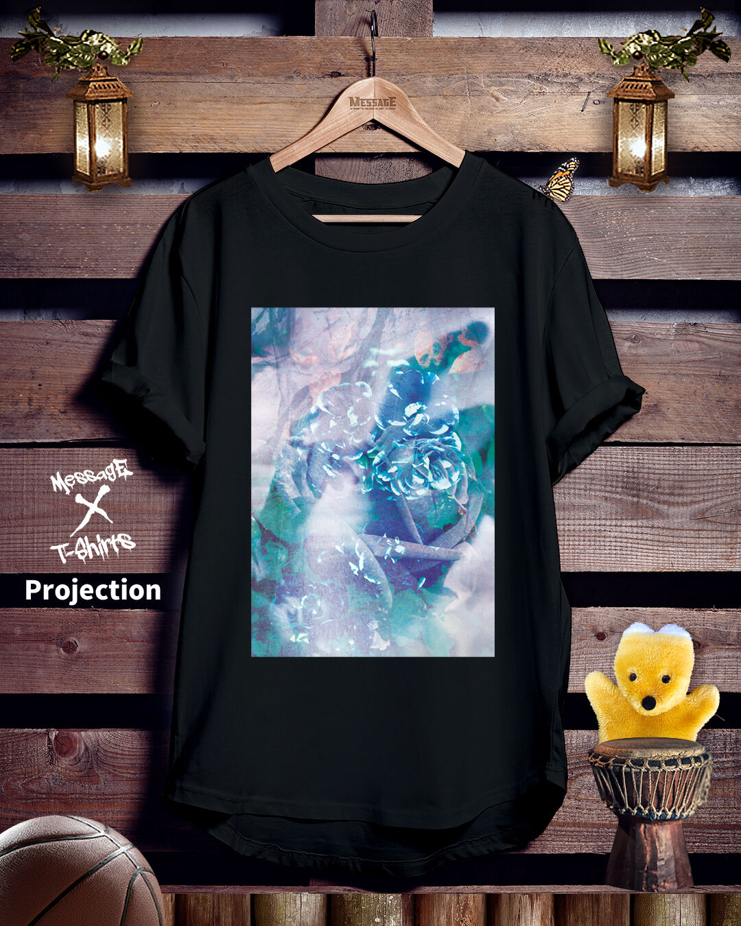 アートコラージュ黒Tシャツ「Projection」 | MessagE