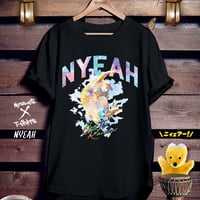 ねこアート黒Tシャツ「NYEAH」