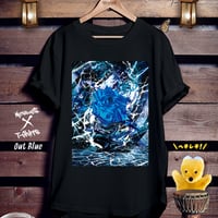 グラフィックアート黒Tシャツ「Out Blue」