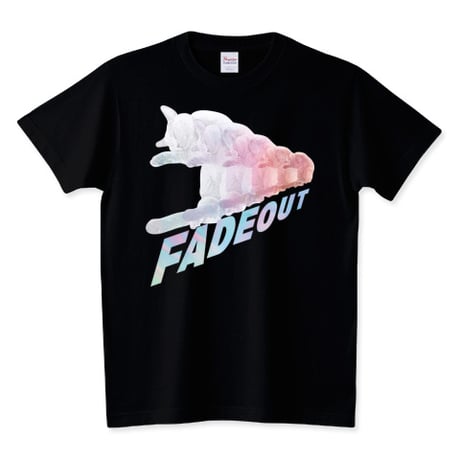 おもしろねこ黒Tシャツ「FADEOUT CATS」