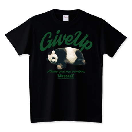 おもしろパンダ黒Tシャツ「GiveUp」