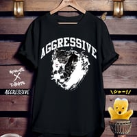 おもしろねこ黒Tシャツ「AGGRESSIVE」