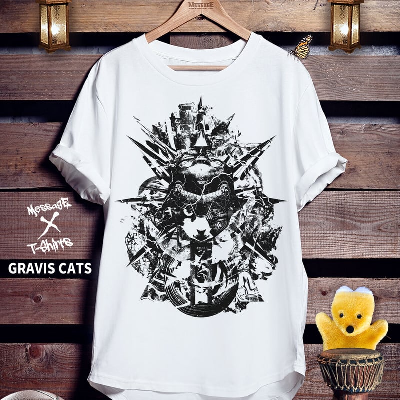 グラフィックアートねこTシャツ「GRAVIS CATS [Monochrome グラフィックアートねこTシャツ「GRAVIS CATS [Monochrome