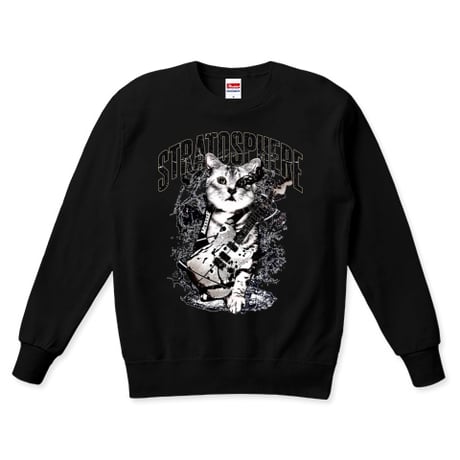 ねこ音楽黒スウェット「STRATOSPHERE」