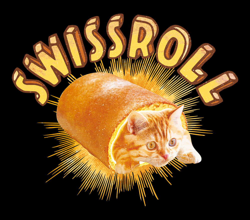 ねこロールケーキ黒Tシャツ「SWISSROLL」 | MessagE